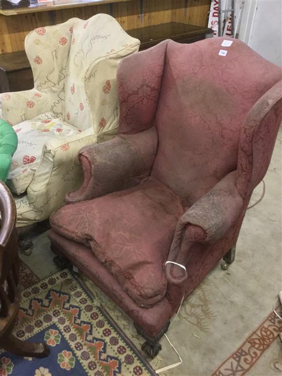 Pair of George II style wing armchairs